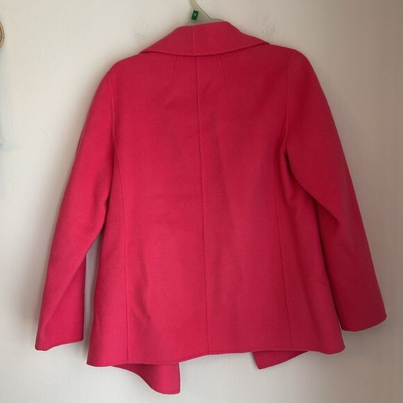 Talbots Wool blend open front Women's Bright Pink cowl jacket sweater medium EUC - Picture 7 of 9